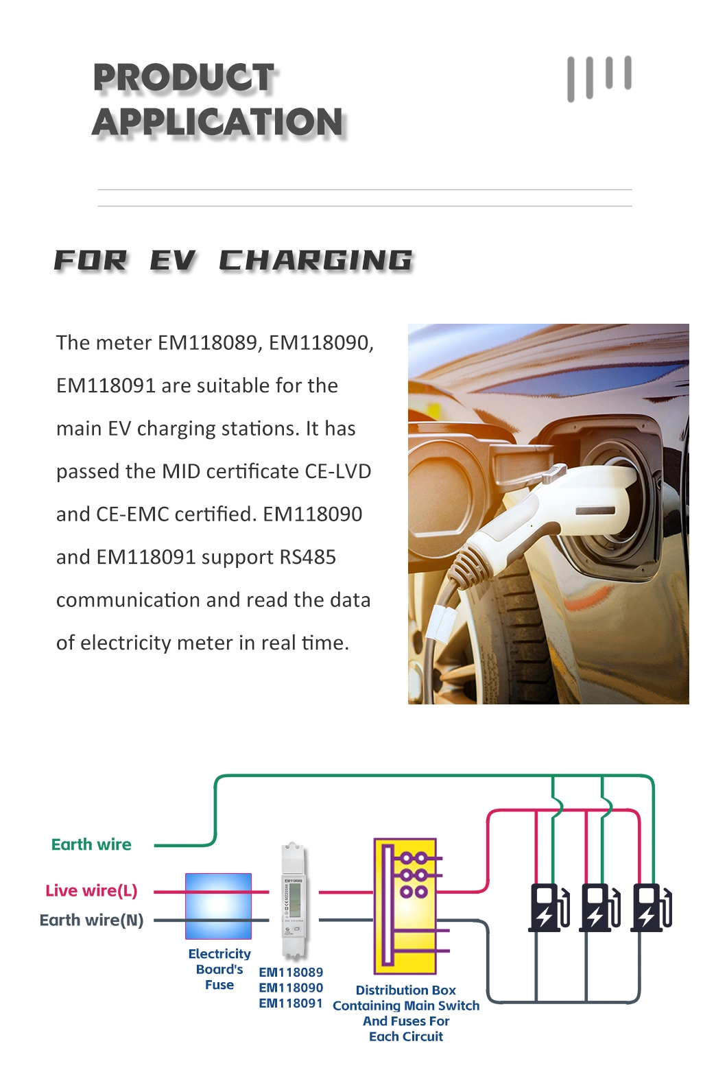 Em118089/90/91 Single Phase RS485 DIN Rail Solar Bidirectional Energy Meter