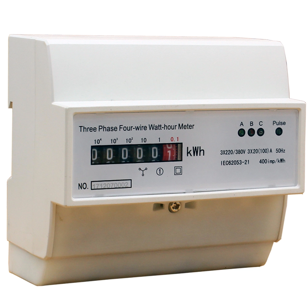 35mm DIN Rail Mounted Digital Three Phase Four Wire Electricity Active Energy Meter Electric Kwh Meter