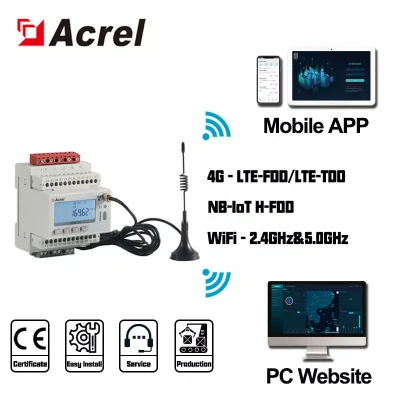 Adw300 Adw210 Adl400 Adl200 Dreiphasiger und einphasiger intelligenter Stromzähler Leistungsmesser mit MID-Zertifikat Optionales WiFi 4G Lora Lorawan für Iot EMS